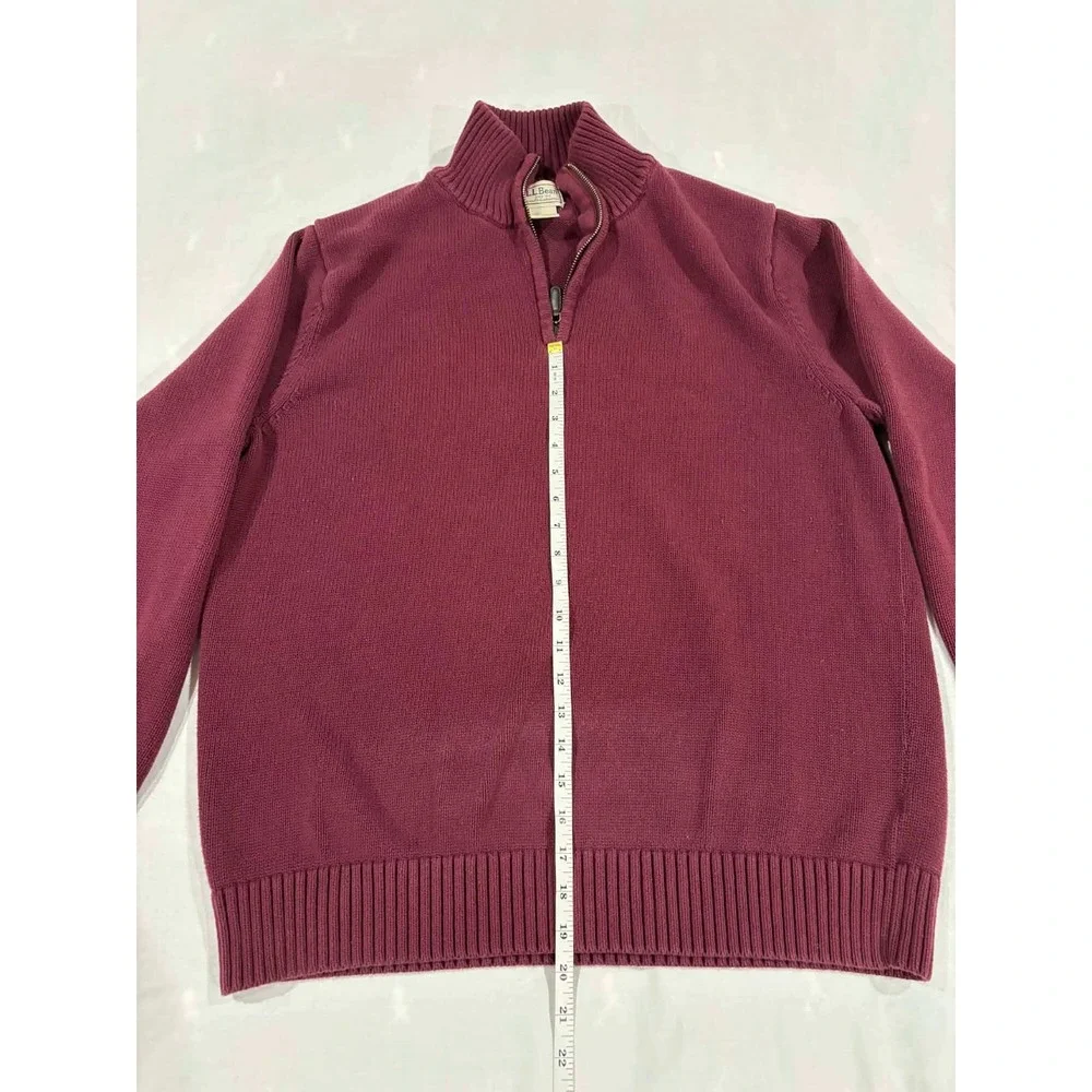 LL Bean Mens Burgundy 100% Cotton‎ 1/4 Zip Sweater XL REG